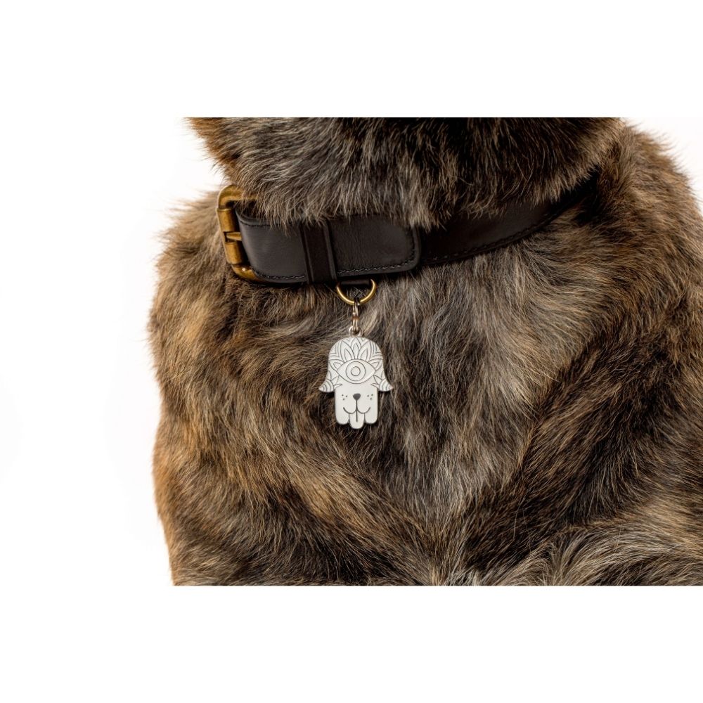 Hamsa - Silver & White - Pet ID Tag