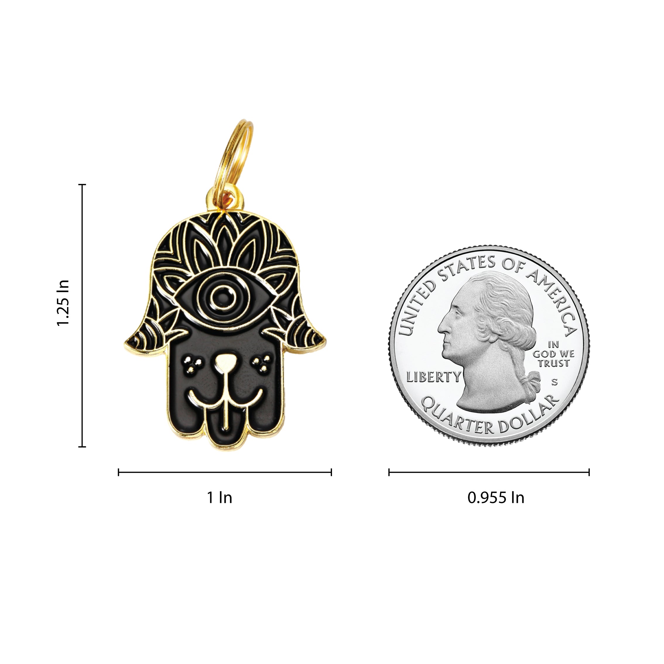 Hamsa - Gold & Black - Pet ID Tag